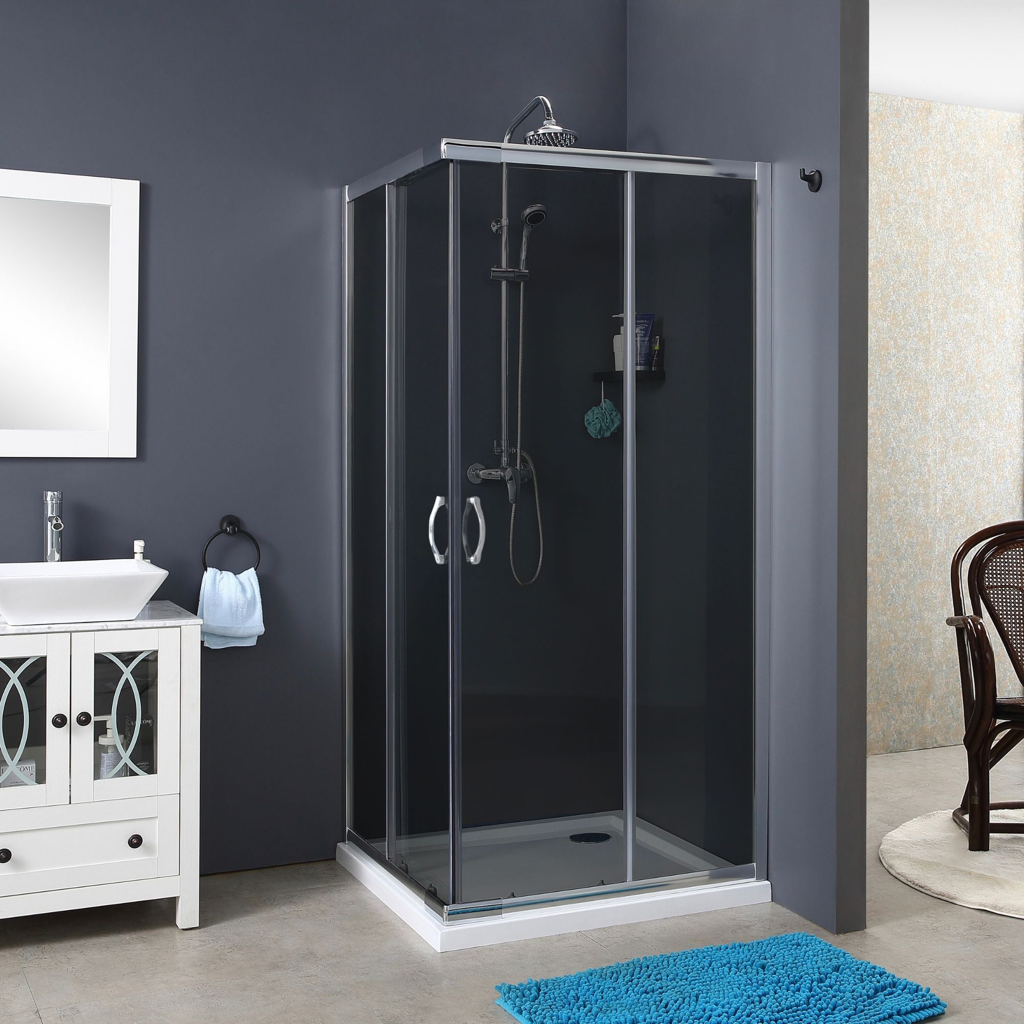 foto del prodotto siro box doccia scorrevole ad angolo 80x100 cm cromo trasparente grigio