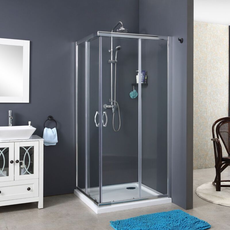 foto del prodotto siro box doccia scorrevole ad angolo 80x80 cm cromo trasparente