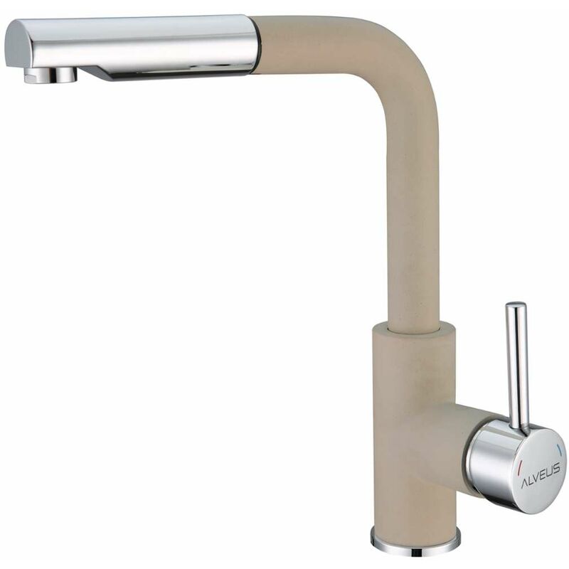 foto del prodotto siros miscelatore da lavello con bocca di erogazione estraibile, beige acciaio inox 1129045 alveus