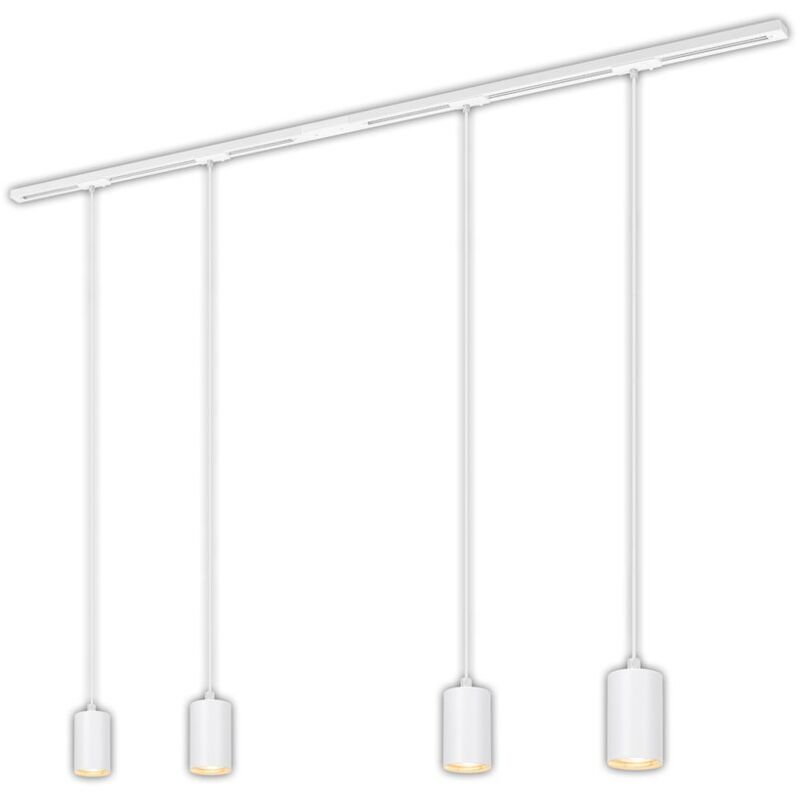 foto del prodotto sistema a binario briloner rail, set completo, 4x pendenti gu10, alimentazione, bianco, 1,5 m