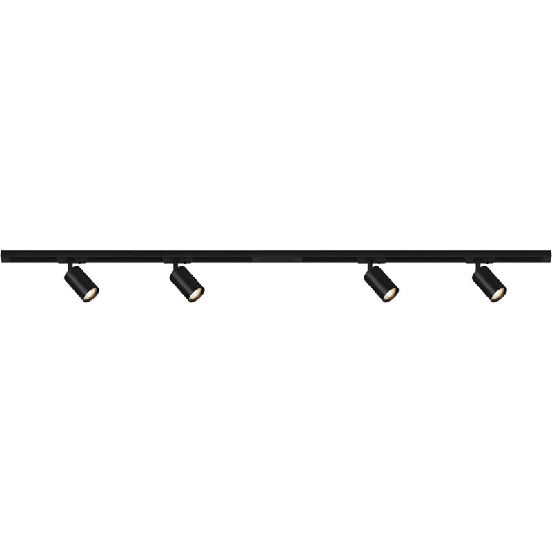 foto del prodotto sistema binario rail metallo nero opaco 4 luci gu10