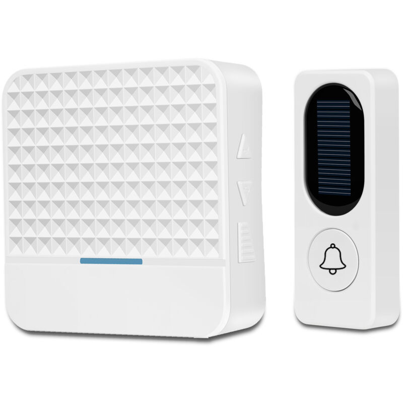 foto del prodotto sistema di allarme campanello solare wireless impermeabile, portata 300 metri, 52 campanelli con luce led