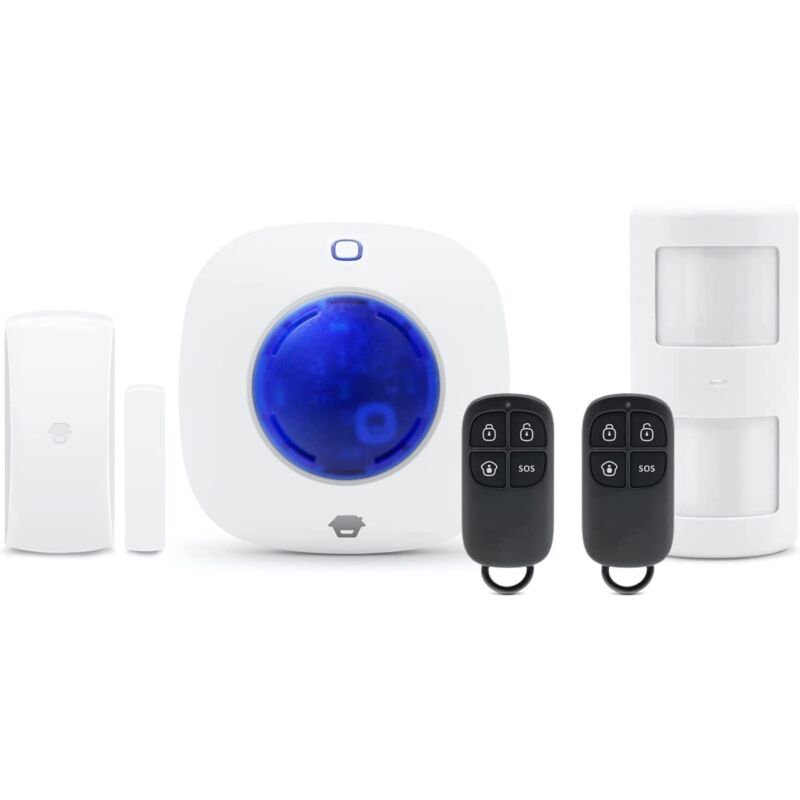 foto del prodotto sistema di allarme con sirena da interni cg 105s antifurto per la casa con quadro principale con sensori di movimento, porte e finestre