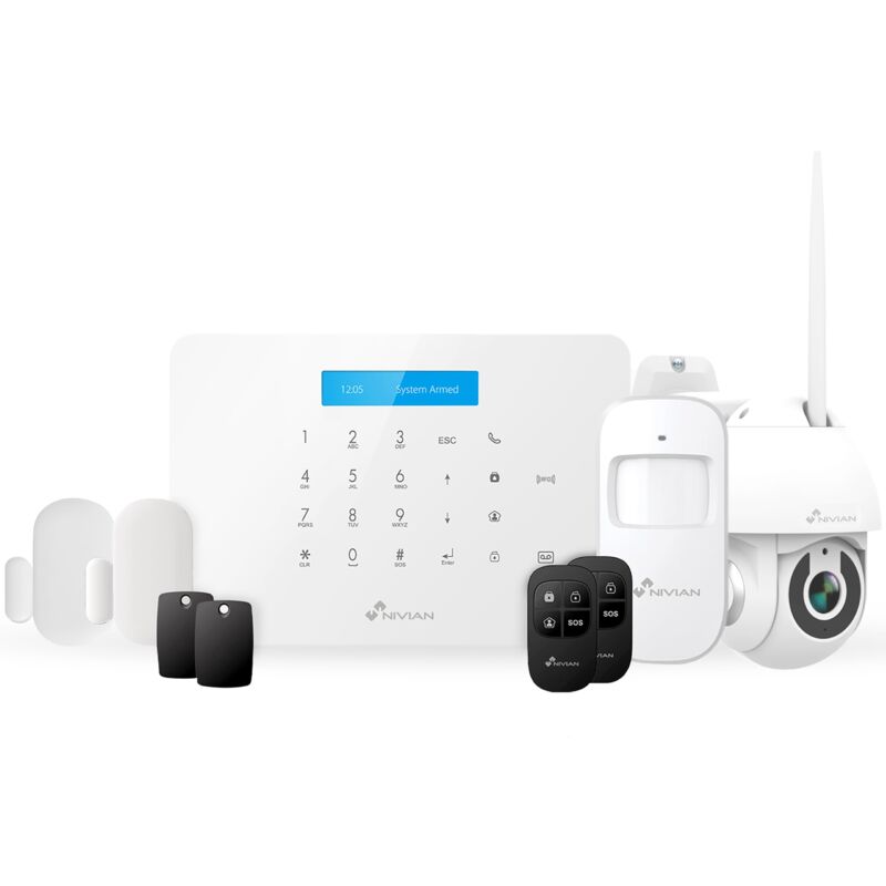 foto del prodotto sistema di allarme per case e aziende senza canone mensile kit di allarme wifi gsm controllo remoto tramite l app tuya facile installazione wireless