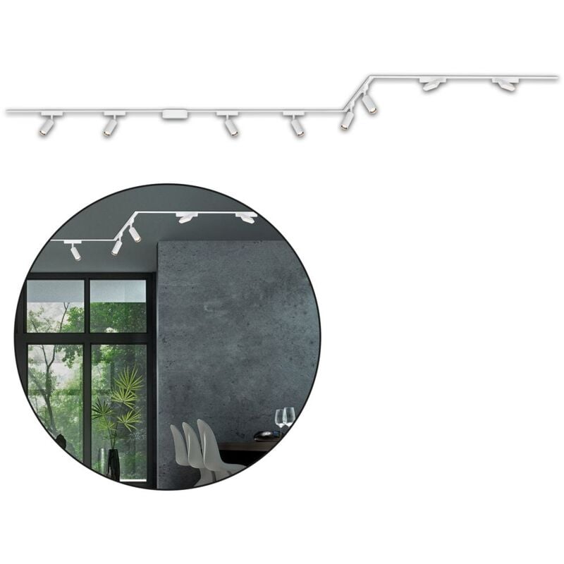 foto del prodotto sistema di binari briloner luxtrail, 6x faretti, 2x faretti a binario, a u, a z, bianco