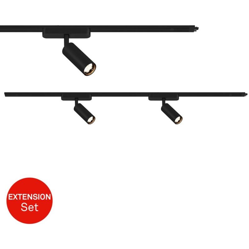 foto del prodotto sistema di binari briloner luxtrail, set di prolunga, 2x faretti led, nero