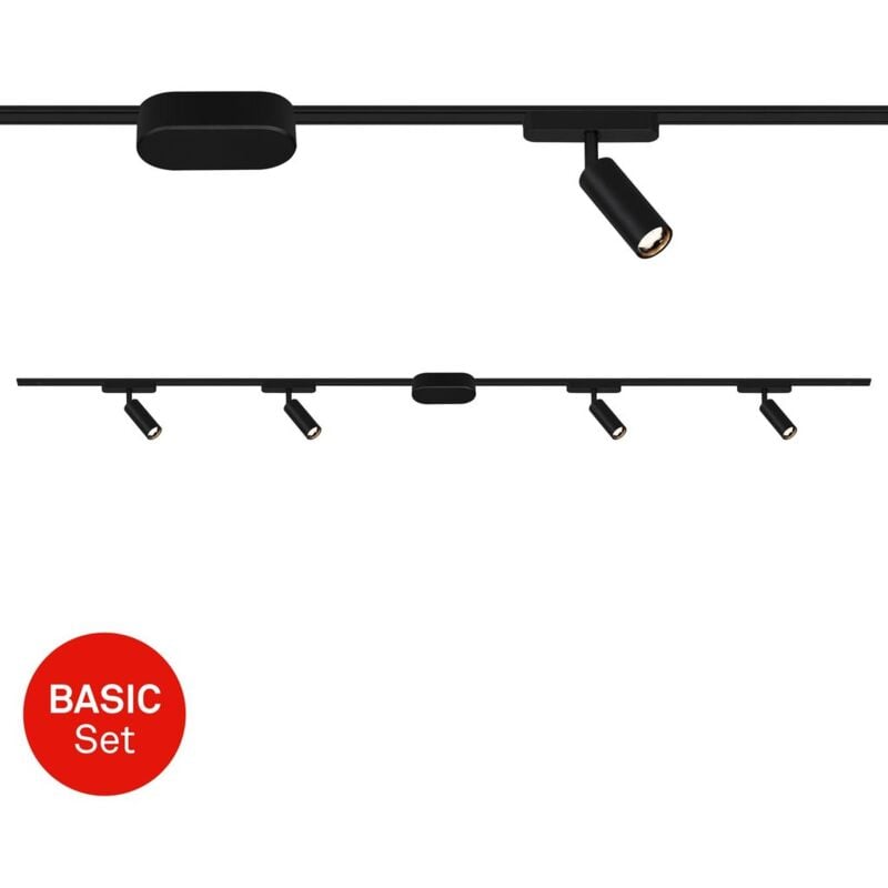 foto del prodotto sistema di binari briloner luxtrail, set iniziale, 4x spot led, nero
