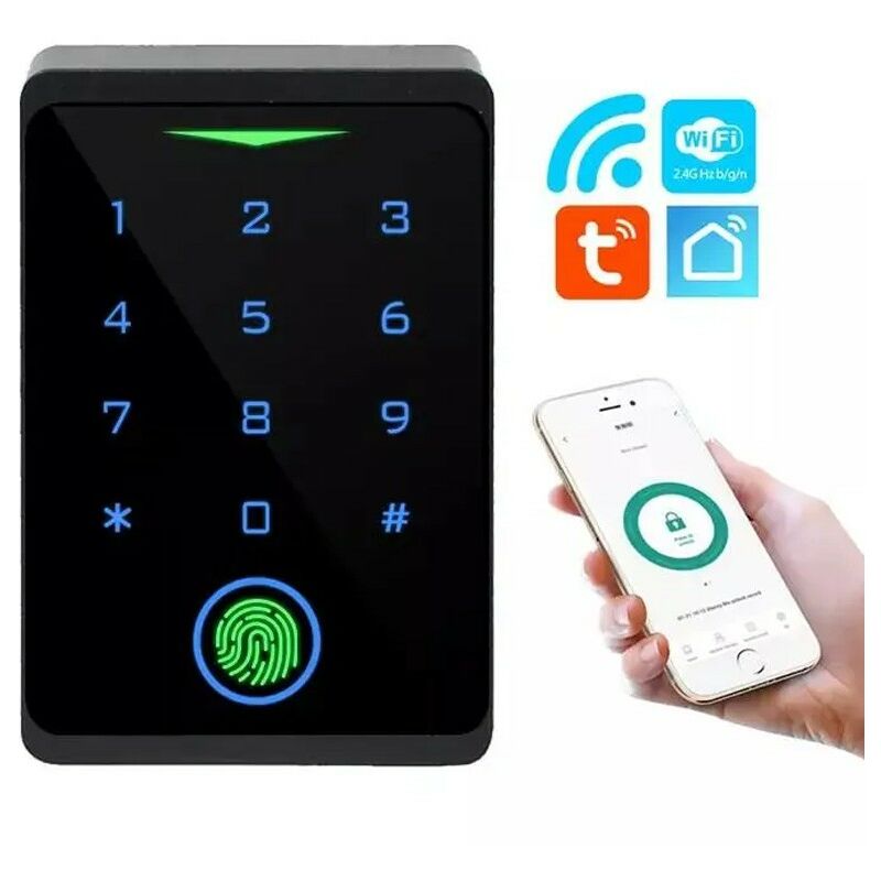 foto del prodotto sistema di controllo accessi smart wifi con tastiera touch tastiera impronta digitale tuya
