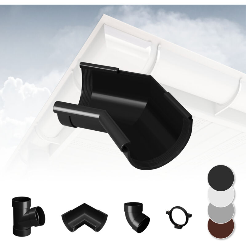 foto del prodotto sistema di grondaie 130mm in plastica pvc, selezione di componenti rainway 130 antracite, angolo interno 135