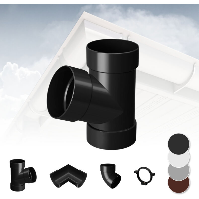 foto del prodotto sistema di grondaie 130mm in plastica pvc, selezione di componenti rainway 130 antracite, ramo di tubo a 67 