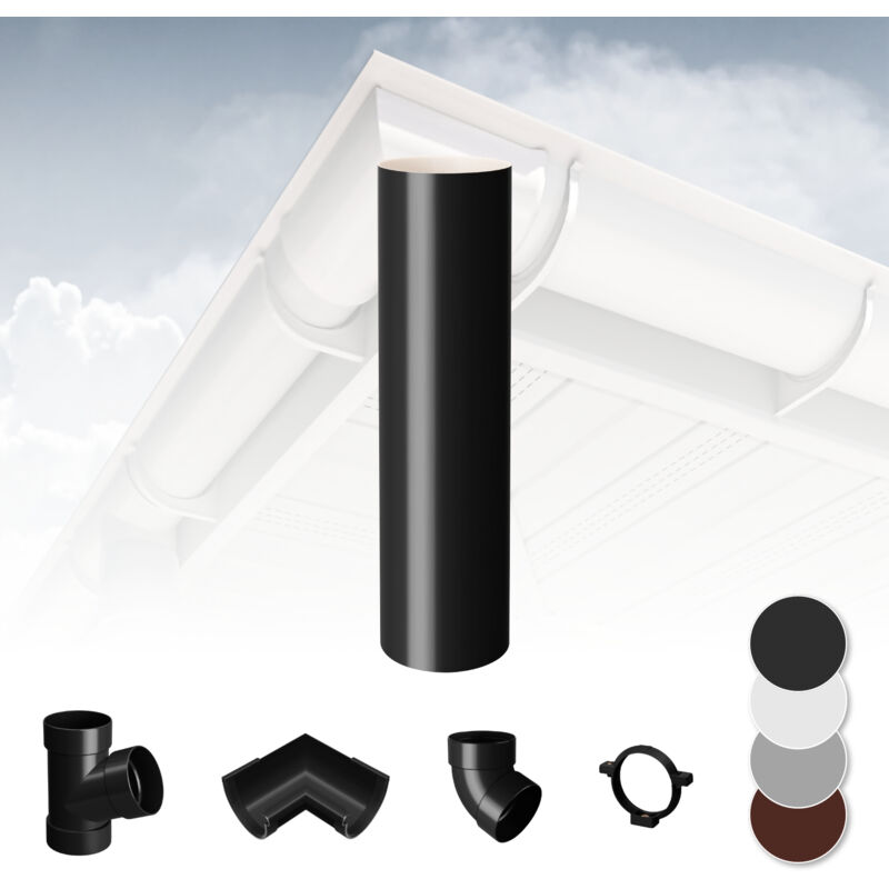 foto del prodotto sistema di grondaie 90mm in plastica pvc, selezione di componenti rainway 90 antracite, tubo di scarico