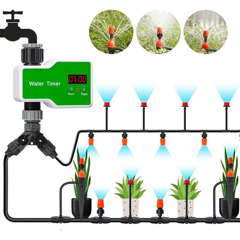 foto del prodotto sistema di irrigazione a goccia automatico, kit di irrigazione per interni volume d acqua regolabile per le vacanze, supporta fino a 20 vasi