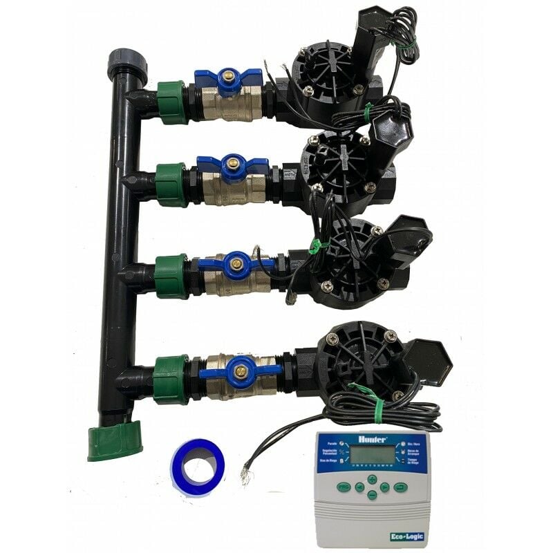 foto del prodotto sistema di irrigazione automatica a 4 zone con programmatore elc401 elettrovalvole rain bird hv 1 24v
