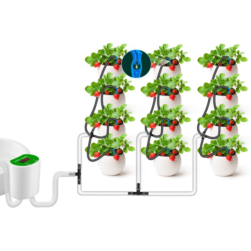 foto del prodotto sistema di irrigazione automatico per piante in vaso, sistema di irrigazione per piante da interno, sistema di autoirrigazione, timer programmabile