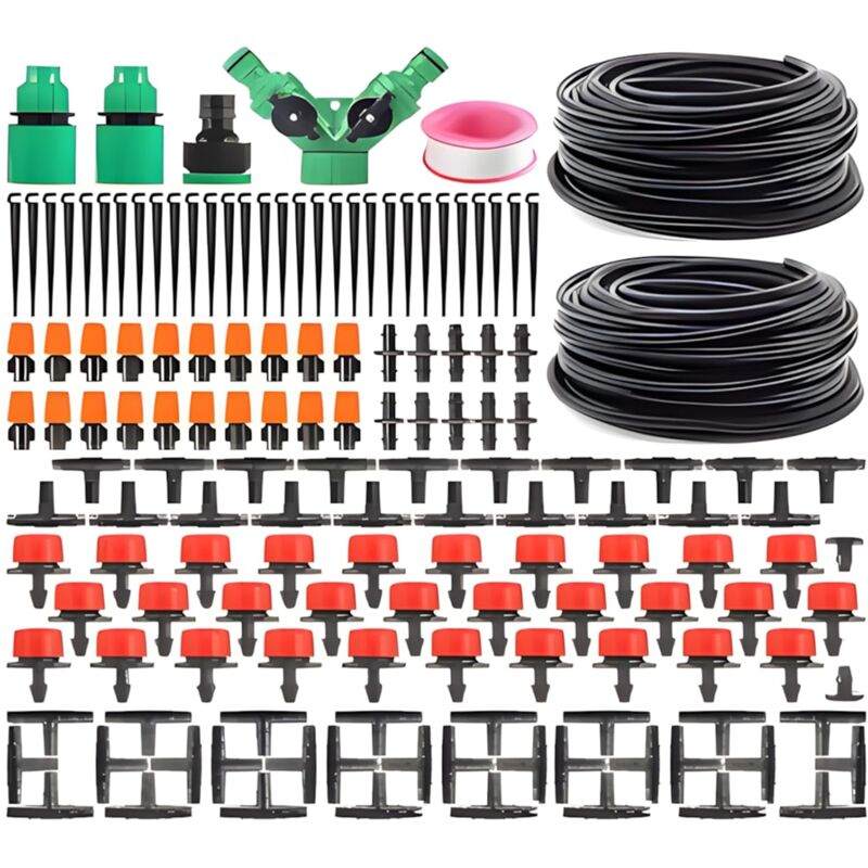 foto del prodotto sistema di irrigazione da giardino, kit di irrigazione a goccia da 149 pezzi, tubo di irrigazione da 15 m 15 m, ugello regolabile, sistema di
