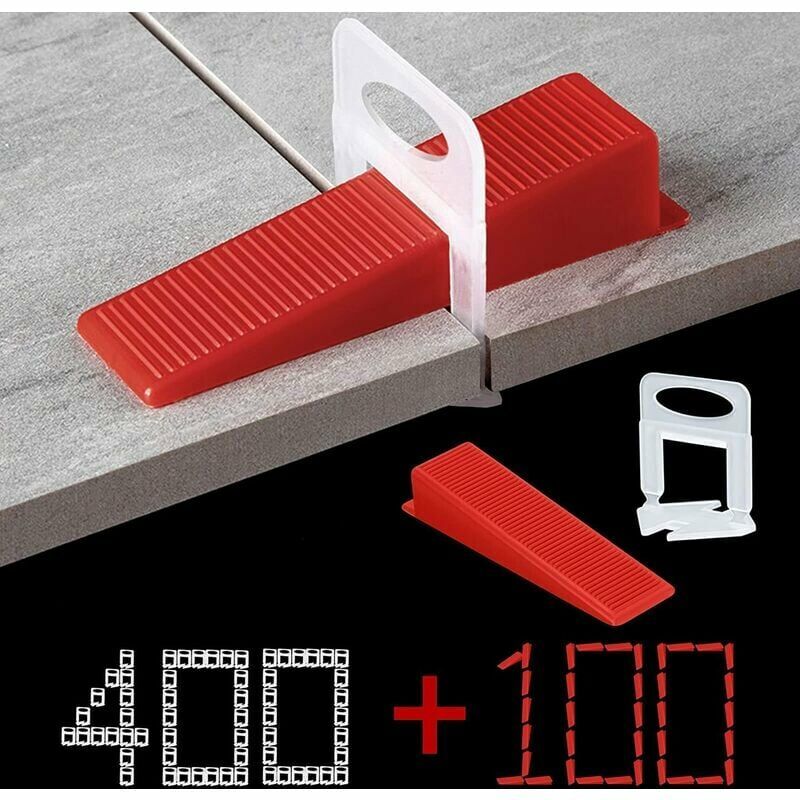 immagine 0 del prodotto sistema di livellamento per piastrelle larghezza giunto 1,5 mm, 400 linguette di estrazione, set di cunei riutilizzabili da 100 pezzi, sistema di