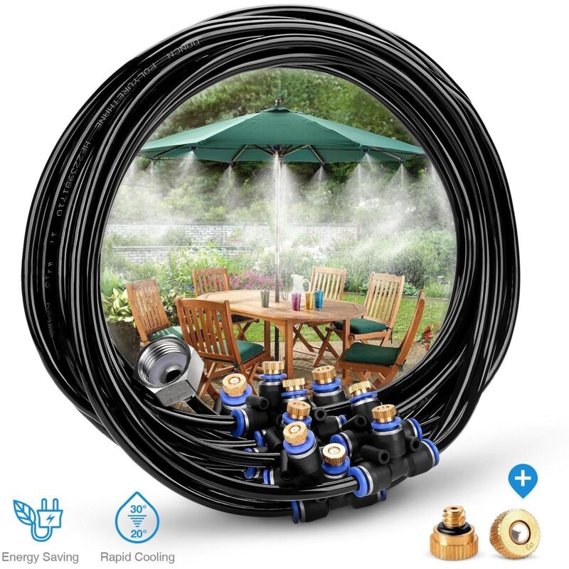 foto del prodotto sistema di nebulizzazione 15m, sistema di nebbia fredda per esterni, adatto per eventi all aperto, giardini, patii, ombrelloni, tetti