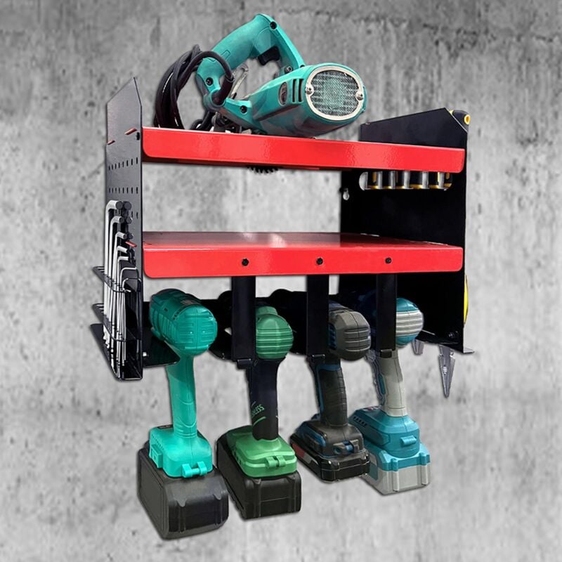 foto del prodotto sistema di organizzazione degli accessori per officina, portautensili in ferro a due strati con 4 portapunte, max 50 kg naizy