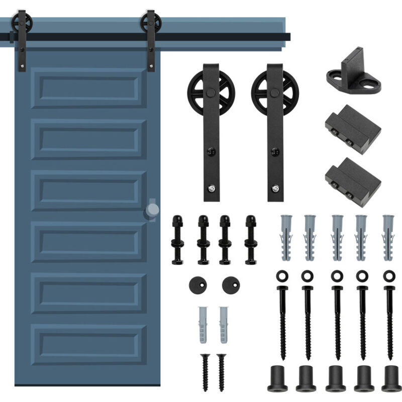 foto del prodotto sistema di porte scorrevoli sistema di porte scorrevoli ferramenta per porte guida per porte maniglia per porte in legno riesenrad 183cm randaco