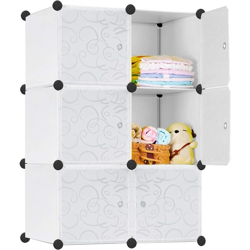 foto del prodotto sistema di scaffali per guardaroba fai da te in plastica, armadio, ripiano a innesto, sistema di scaffali a innesto con porta, armadietto in