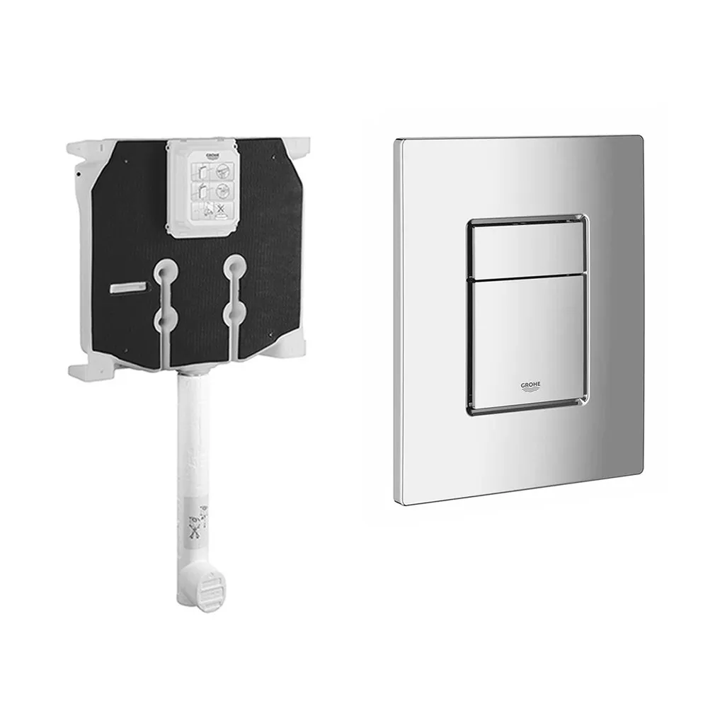 foto del prodotto sistema di scarico wc grohe da incasso con placca cromata