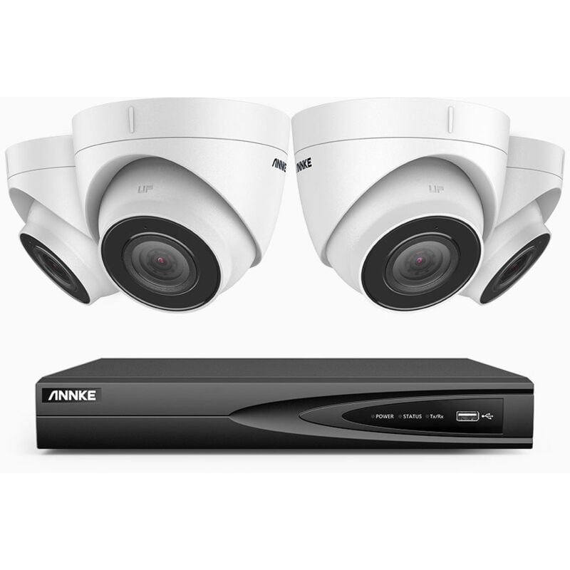foto del prodotto sistema di sicurezza poe 3k a 4 canali, 4 telecamere, kit di videosorveglianza per esterni con visione notturna annke