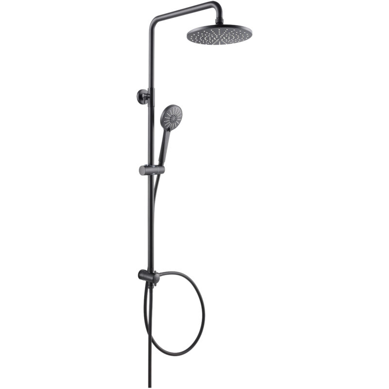 foto del prodotto sistema doccia colonna doccia a cascata nera con doccetta a 3 funzioni set doccia in acciaio inox doccia a pioggia senza rubinetteria cecipa
