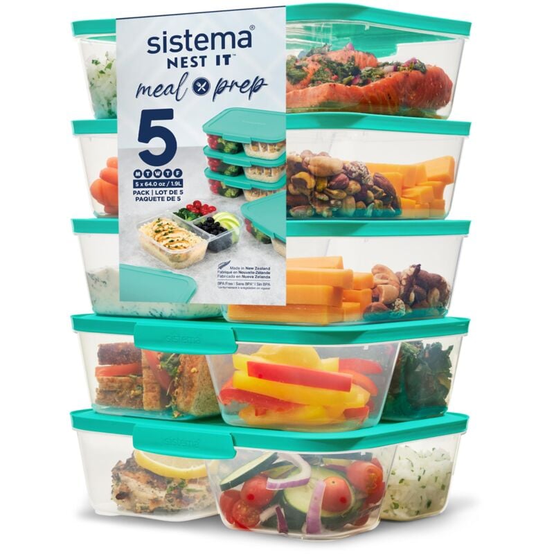 foto del prodotto sistema nest it contenitori per preparazione dei pasti 1,9 l contenitori ermetici per la conservazione di alimenti, con scomparti e coperchi senza