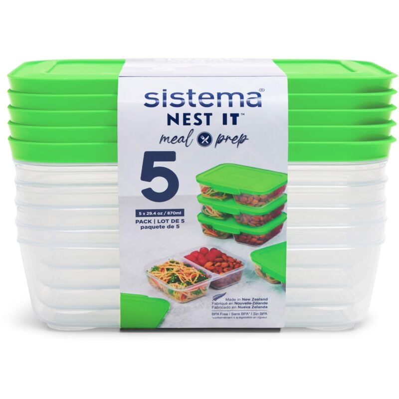foto del prodotto sistema nest it contenitori per preparazione dei pasti 870 ml contenitori ermetici per la conservazione di alimenti, con scomparti e coperchi senza