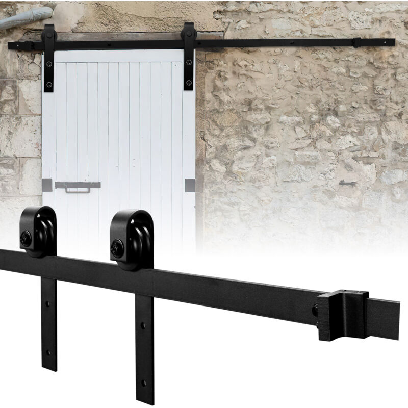 foto del prodotto sistema per porte scorrevoli 152 cm kit per porte scorrevoli binario per porte scorrevoli forato 35-45 mm di larghezza - swanew