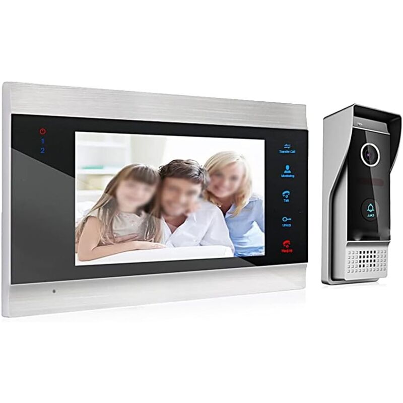 foto del prodotto sistema videocitofonico cablato da 7 pollici con telecamera impermeabile per telefono da porta, supporto registrazione istantanea campanello