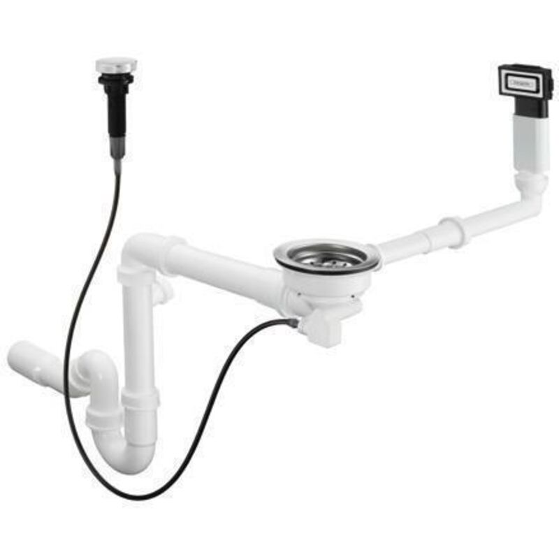 foto del prodotto sistemi di scarico sistema automatico di scarico e troppopieno per lavello a vasca singola in granito, cromato 43937000 hansgrohe
