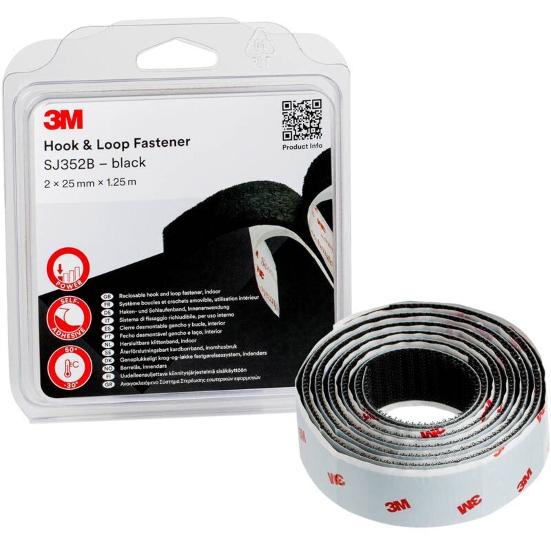 foto del prodotto sj352b nastro a strappo da incollare l x l 1.25 m x 25 mm nero 1 pz. 3m