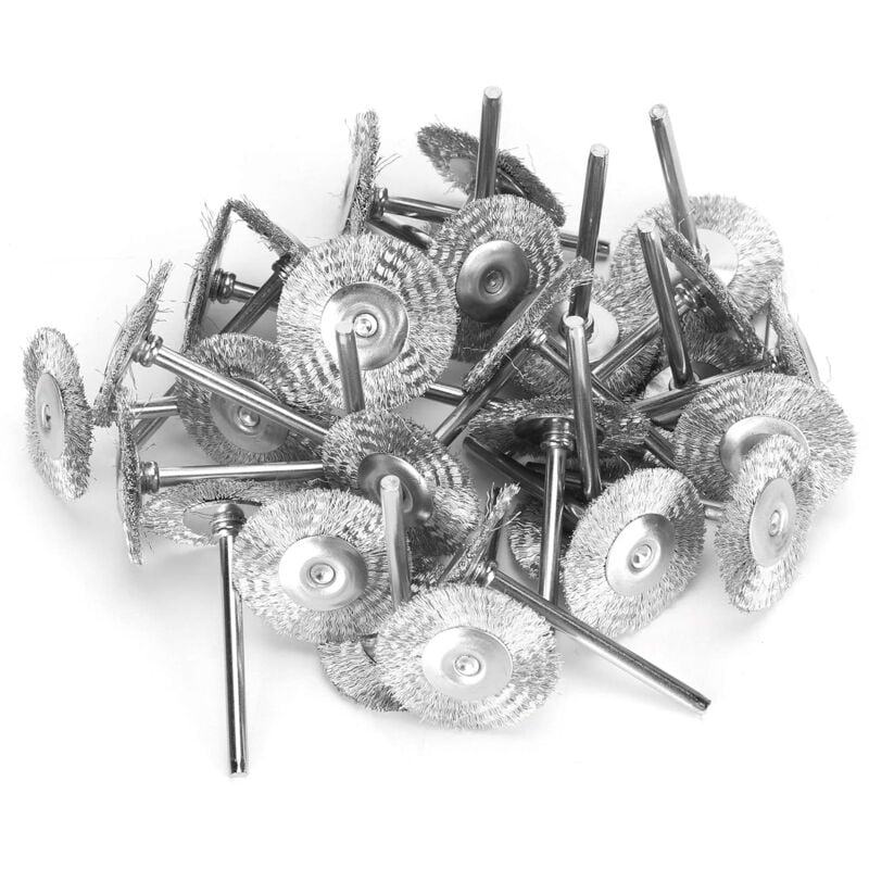 foto del prodotto sjlerst 30 pezzi ruota a spazzola piatta mini strumenti per lucidare ruggine corrosione rimozione vernice filo d acciaio