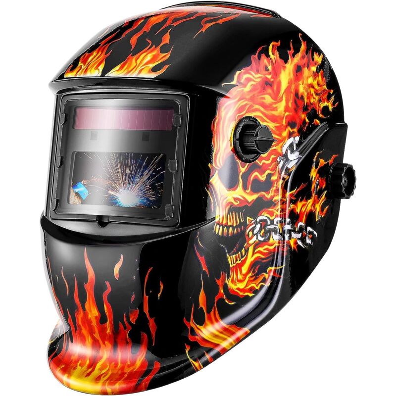 foto del prodotto sjlerst casco per saldatura solare con oscuramento automatico mig mmg tig al litio, funzionamento a batteria con backup solare