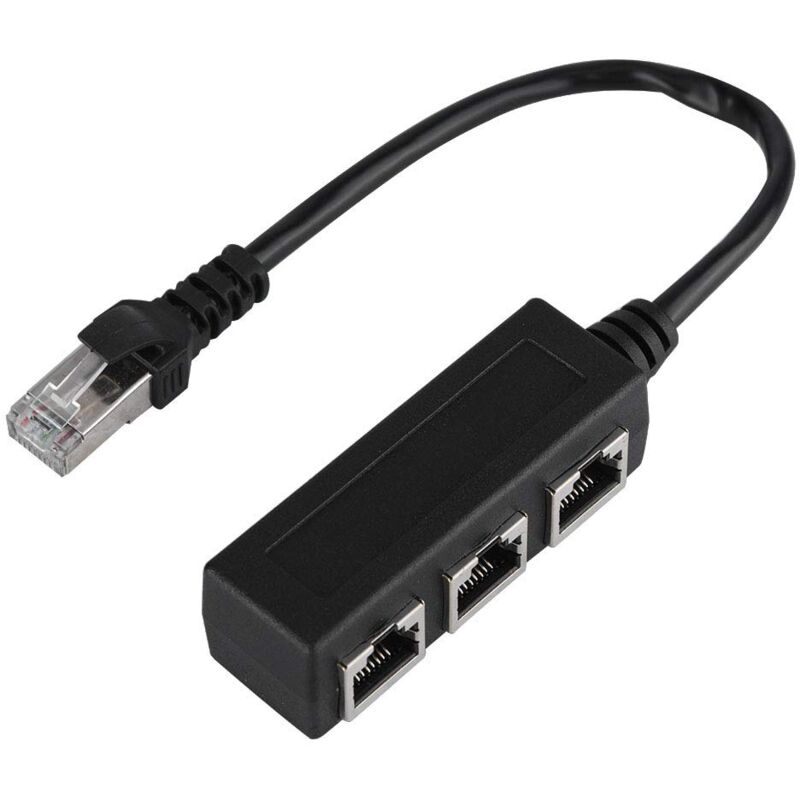 foto del prodotto sjlerst - cavo prolunga ethernet da 1 maschio a 3 femmine, connettore di trasferimento porta splitter