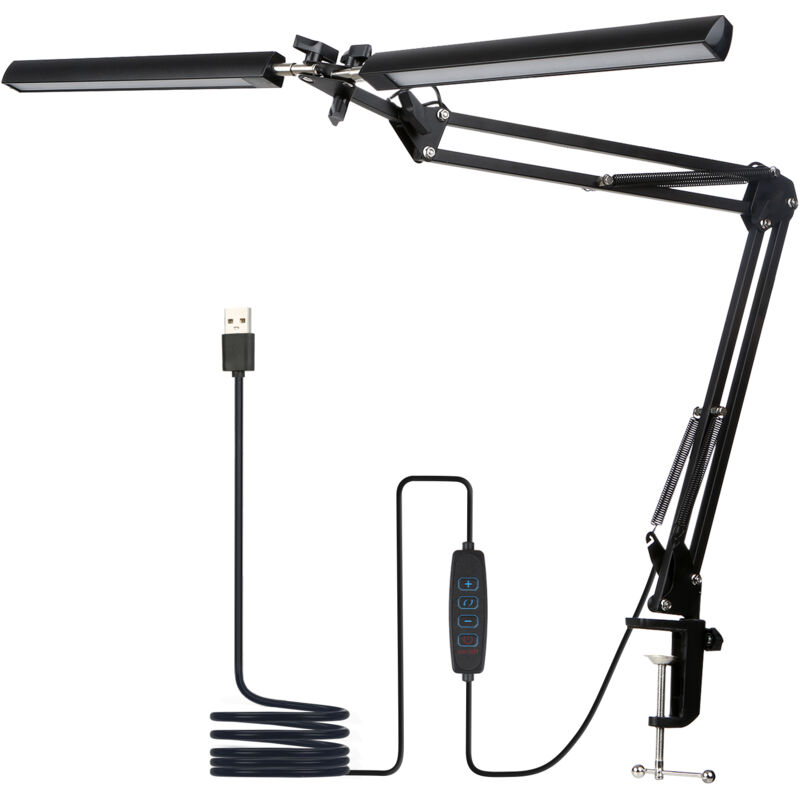 foto del prodotto sjlerst lampada da scrivania a led lampada da scrivania con morsetto, lampada per monitor, 24 w 3 modalit colore e lampada da tavolo regolabile a