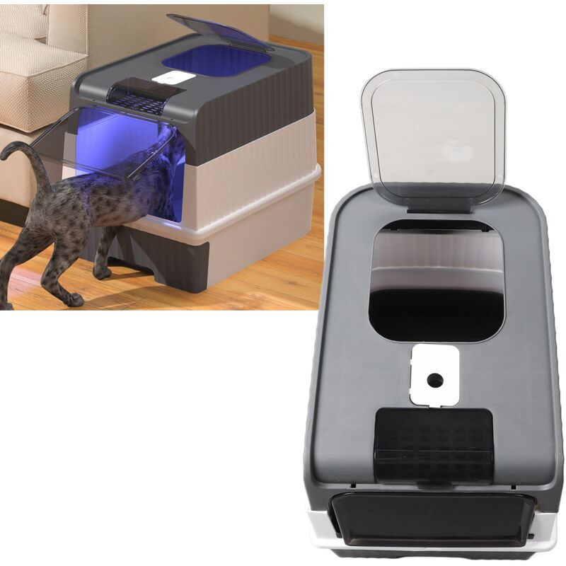 foto del prodotto sjlerst lettiera per gatti grande con controllo degli odori, design a cassetto portatile, ampio spazio per interni, a prova di disordine