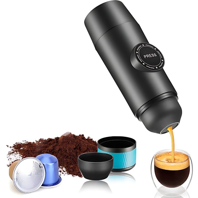 foto del prodotto sjlerst macchina da caff portatile caffettiera espresso con riscaldamento elettrico da viaggio per auto e campeggio a 12 v compatibile con