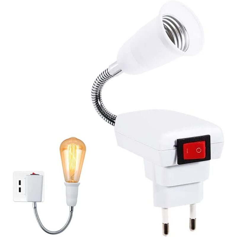 foto del prodotto sjlerst presa e27 con interruttore wireless, lampadina a led regolabile a 360 gradi per porta per lampada da parete per cucina camera da letto