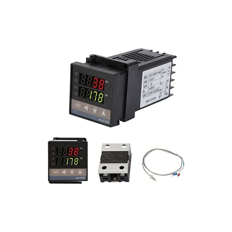 foto del prodotto sjlerst regolatore di temperatura pid rex c100, kit termostato digitale ac110v 240v, 0 1300 , regolatore di temperatura digitale a led con allarme