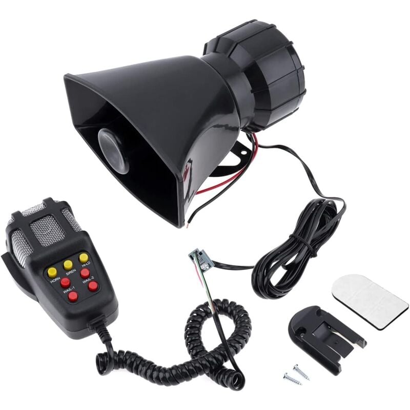 foto del prodotto sjlerst sirena della polizia sirena altoparlante 7 suoni amplificatore di allarme per auto con microfono altoparlante 12v 100w sistema di