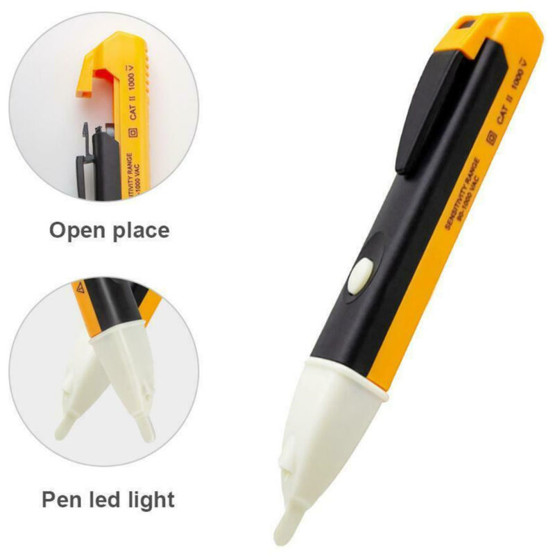 foto del prodotto sjlerst tester di tensione ca 90 1000 v cat iii 3 rilevatore di tensione senza contatto penna elettrica con avviso led, tester di tensione e