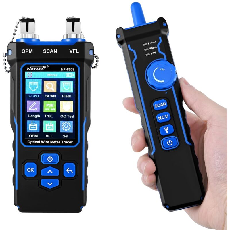 foto del prodotto sjlerst tester per cavi di rete multifunzione poe per tracker cat5 cat6, con funzione opm vfl cont scan illuminazione