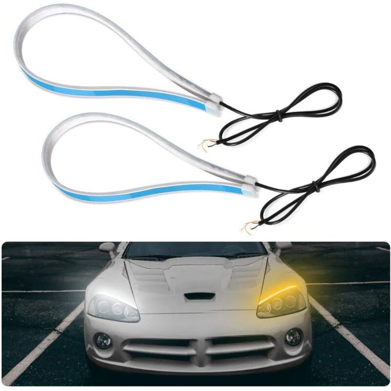 foto del prodotto sjlerst tubo morbido per auto sottile 60 cm striscia led luce di marcia diurna indicatore di direzione accessorio di ricambio per led 12 volt