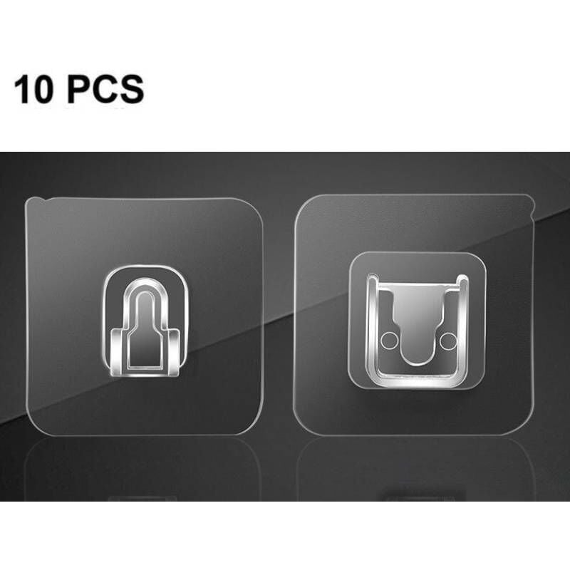 foto del prodotto sjqka 10 set di ganci da parete autoadesivi trasparenti, non richiedono fori, riutilizzabili, resistenti all acqua e all olio, ganci senza