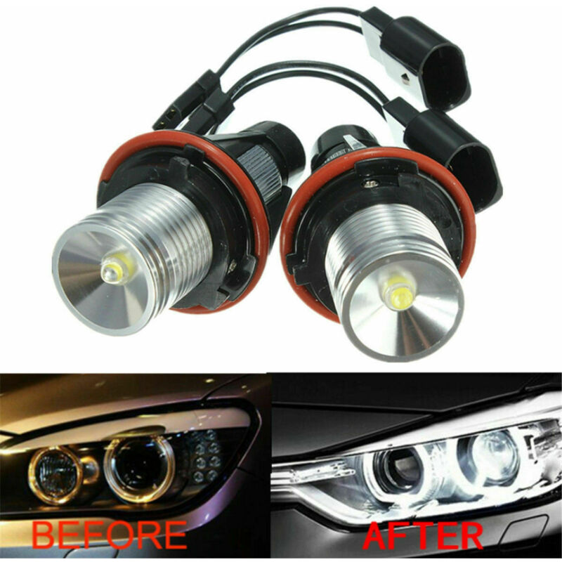 foto del prodotto sjqka 2 lampadine angel eye 6wled adatte per luci diurne bmw adatte per e39, e59, e53, e60, e31, e63, e64, e65, e66, e83, e87 luce bianca
