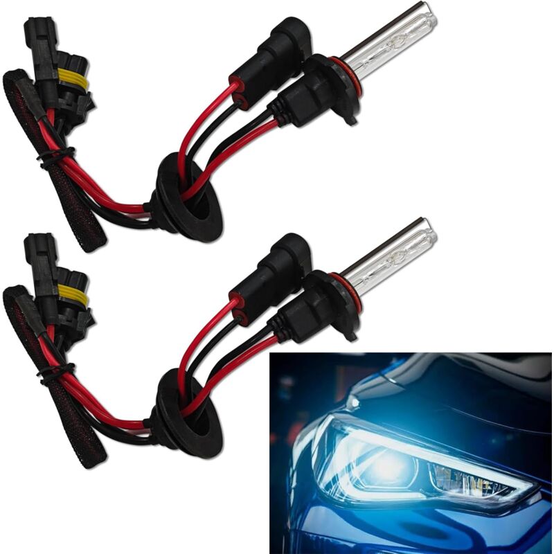 foto del prodotto sjqka 2 lampadine per fari auto allo xeno hid 9005 ip67 impermeabili 35 w 8000 lm 6000 k con supporto per abbaglianti e anabbaglianti