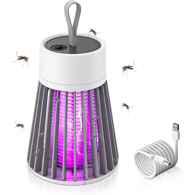 foto del prodotto sjqka antizanzare nuova lampada per uccidere le zanzare, led ricaricabile, lampada antizanzare casa, per insetti da esterno,grigio