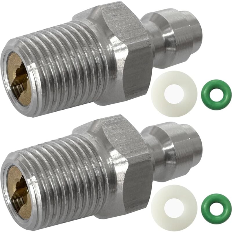foto del prodotto sjqka confezione da 2 adattatori a spina a sgancio rapido da 8 mm in acciaio inossidabile con filettatura maschio npt da 0,125 e raccordi di
